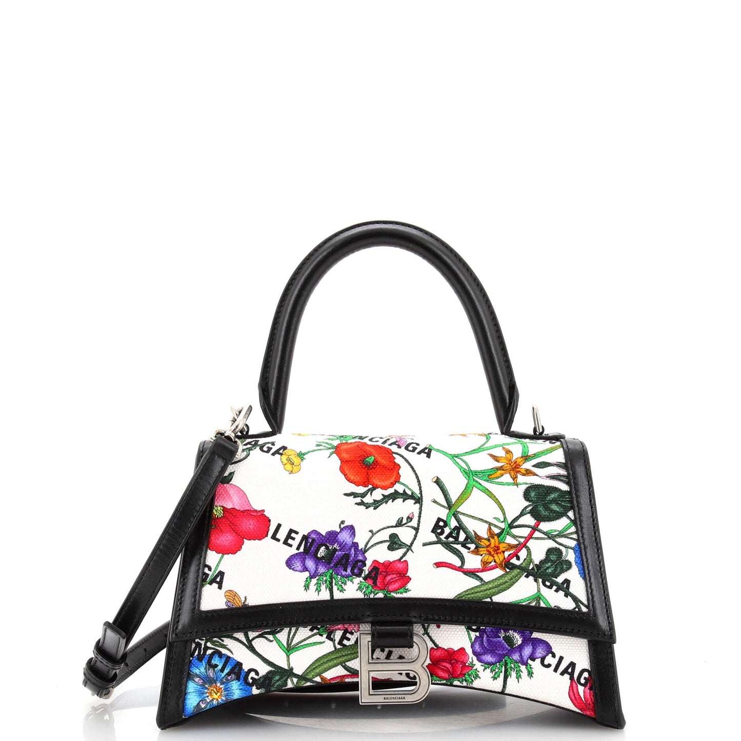 Gucci x Luxury Balenciaga The Hacker Project Hourglass Top Handle Bag Flora Canvas Small