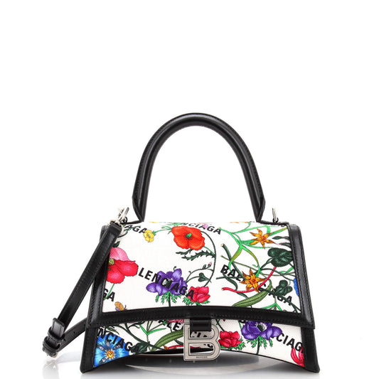 Gucci x Luxury Balenciaga The Hacker Project Hourglass Top Handle Bag Flora Canvas Small