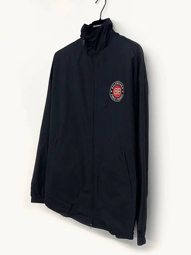 Luxury Balenciaga High Neck Logo Zip-up Jacket Black