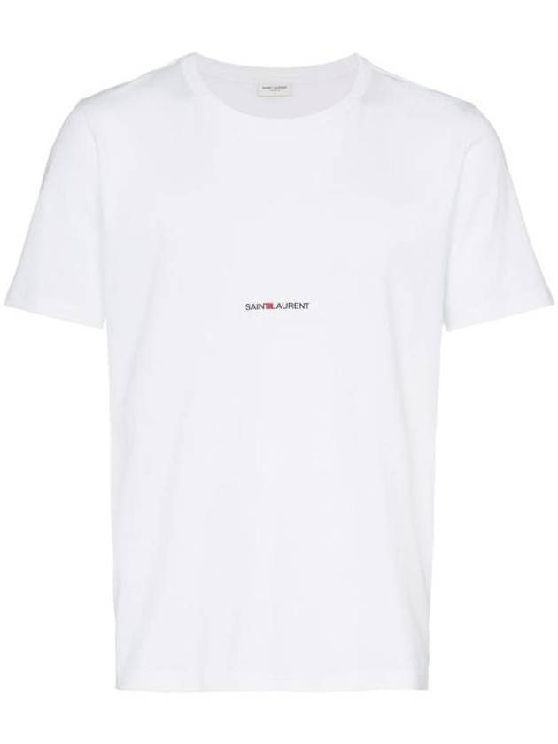 Luxury Saint Laurent Men's Small Logo Short Sleeve T-Shirt White