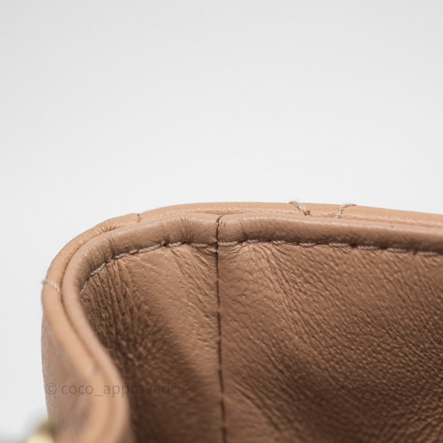 Chanel Mini Square Flap Quilted Beige Lambskin Gold Hardware