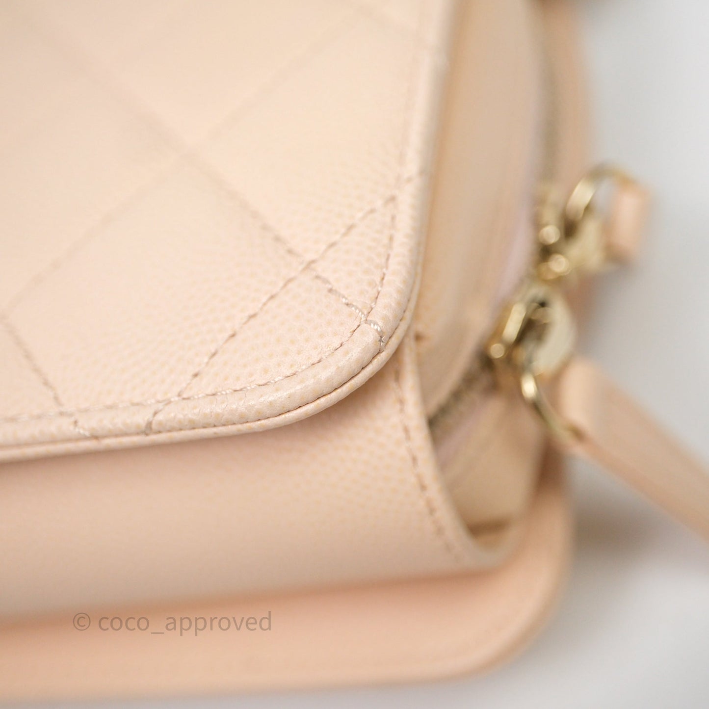 Chanel Small Like The Wallet Flap Quilted Light Beige Pink Caviar Gold Hardware 22C