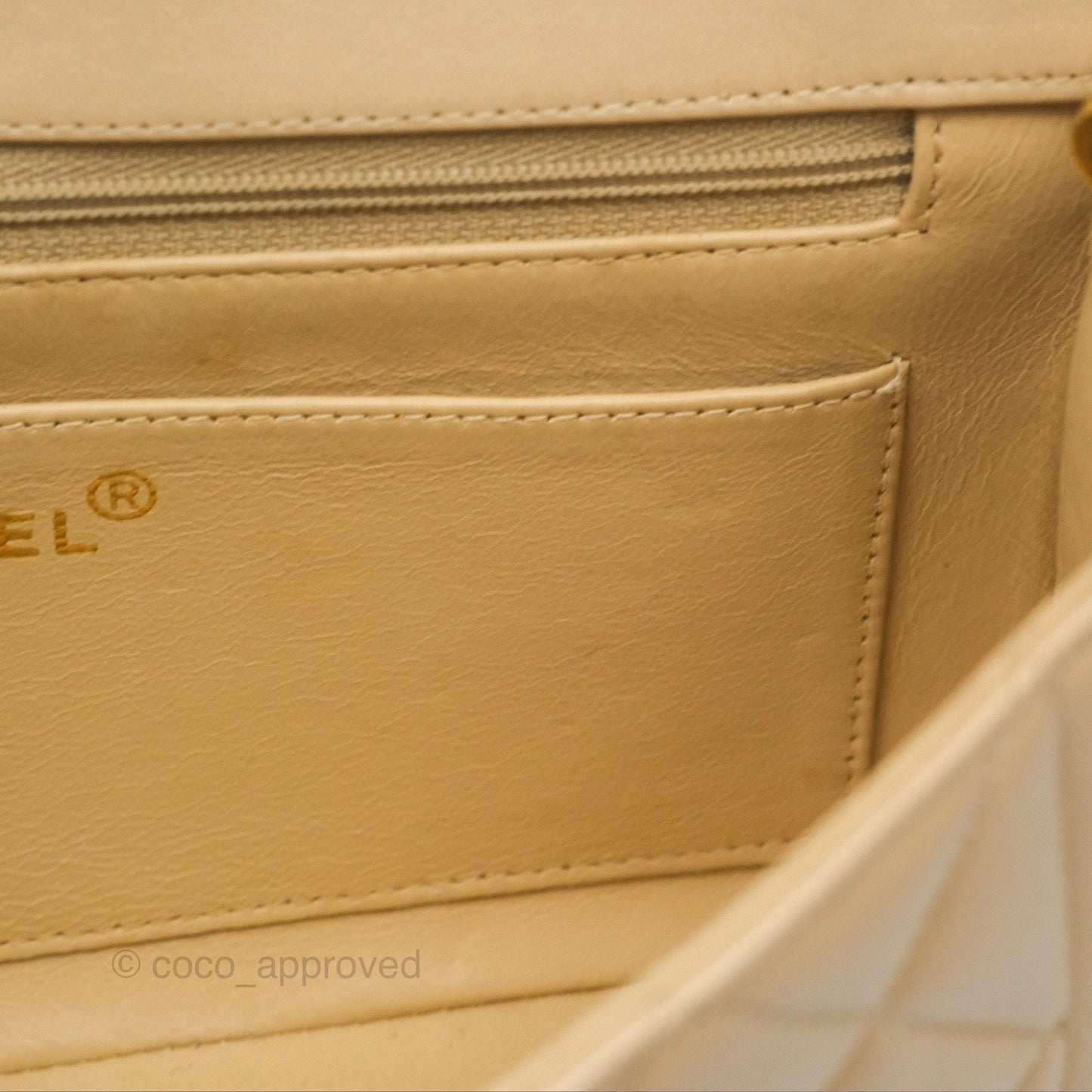 Chanel Vintage Small Quilted Classic Diana Flap Bag Beige Lambskin 24K Gold Hardware