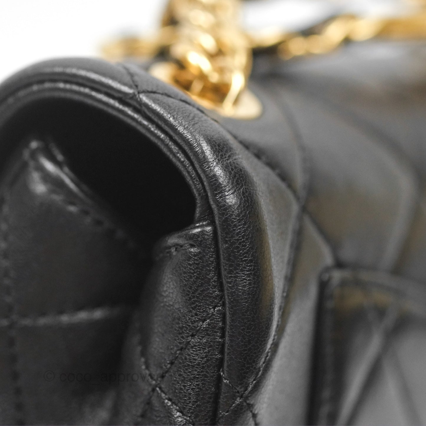Chanel Mini Top Handle Flap Black Lambskin Aged Gold Hardware