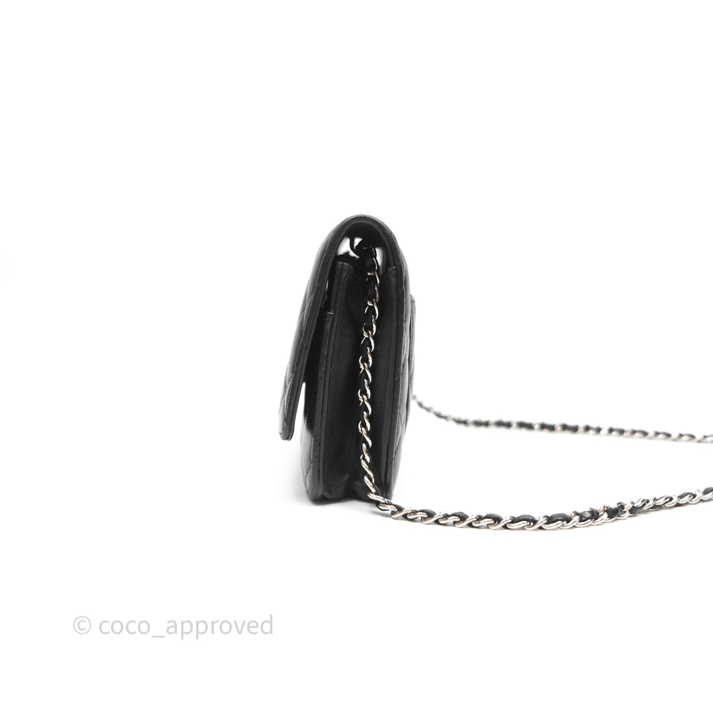 Chanel Quilted WOC Black Lambskin Silver Hardware
