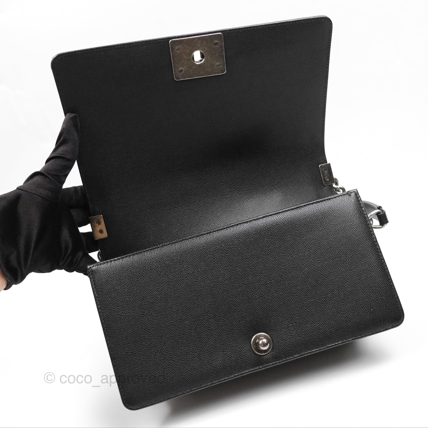Chanel Quilted Medium Boy Black Caviar Ruthenium Hardware