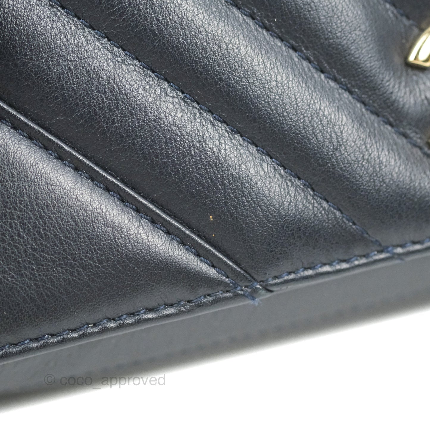 Chanel Medium Statement Chevron Flap Bag Navy Calfskin Gold Hardware