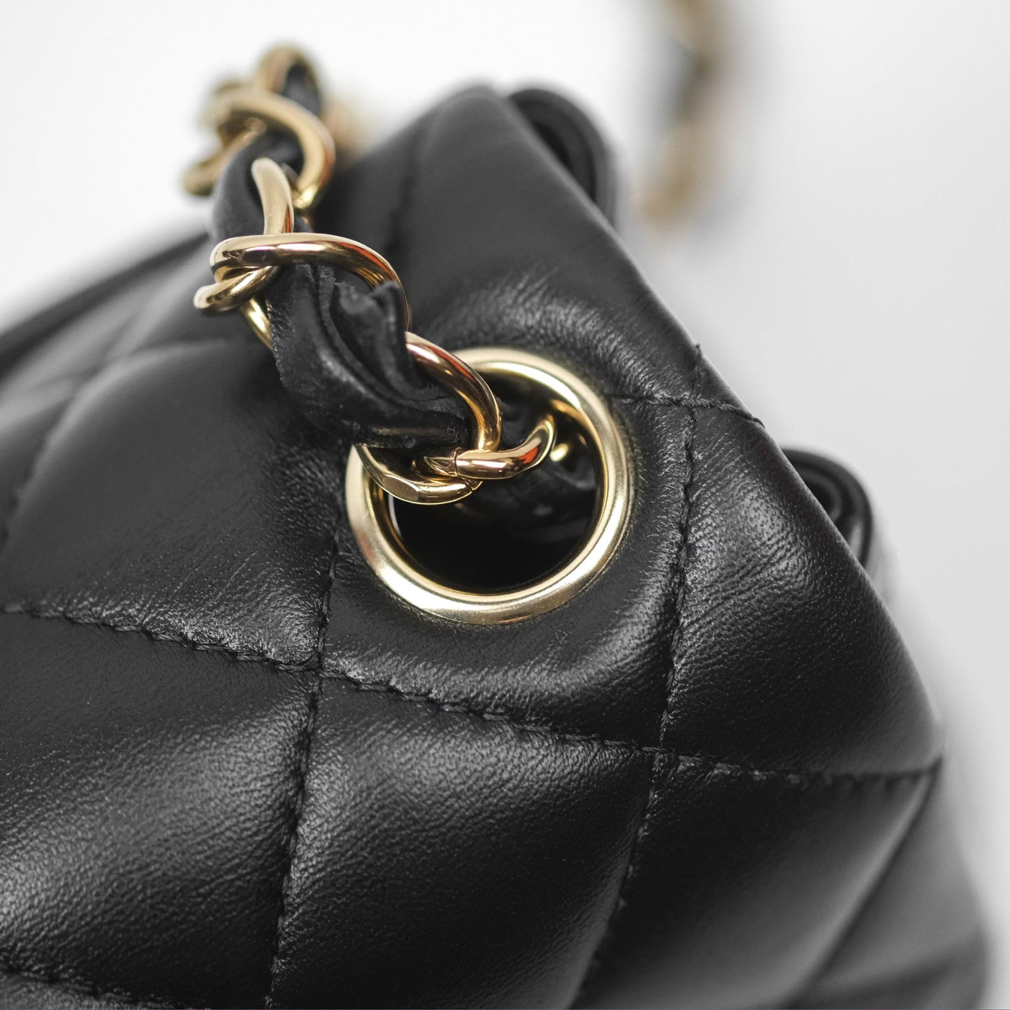 Chanel Mini Square Flap Quilted Black Lambskin Gold Hardware