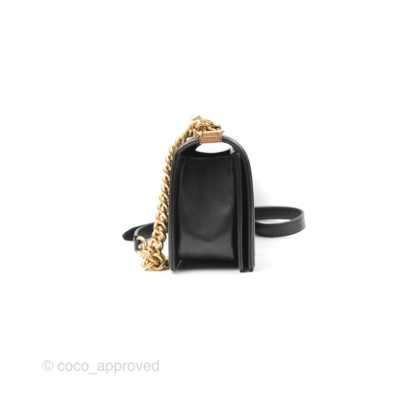 Chanel Quilted Medium Boy Black Caviar Aged Gold Hardware