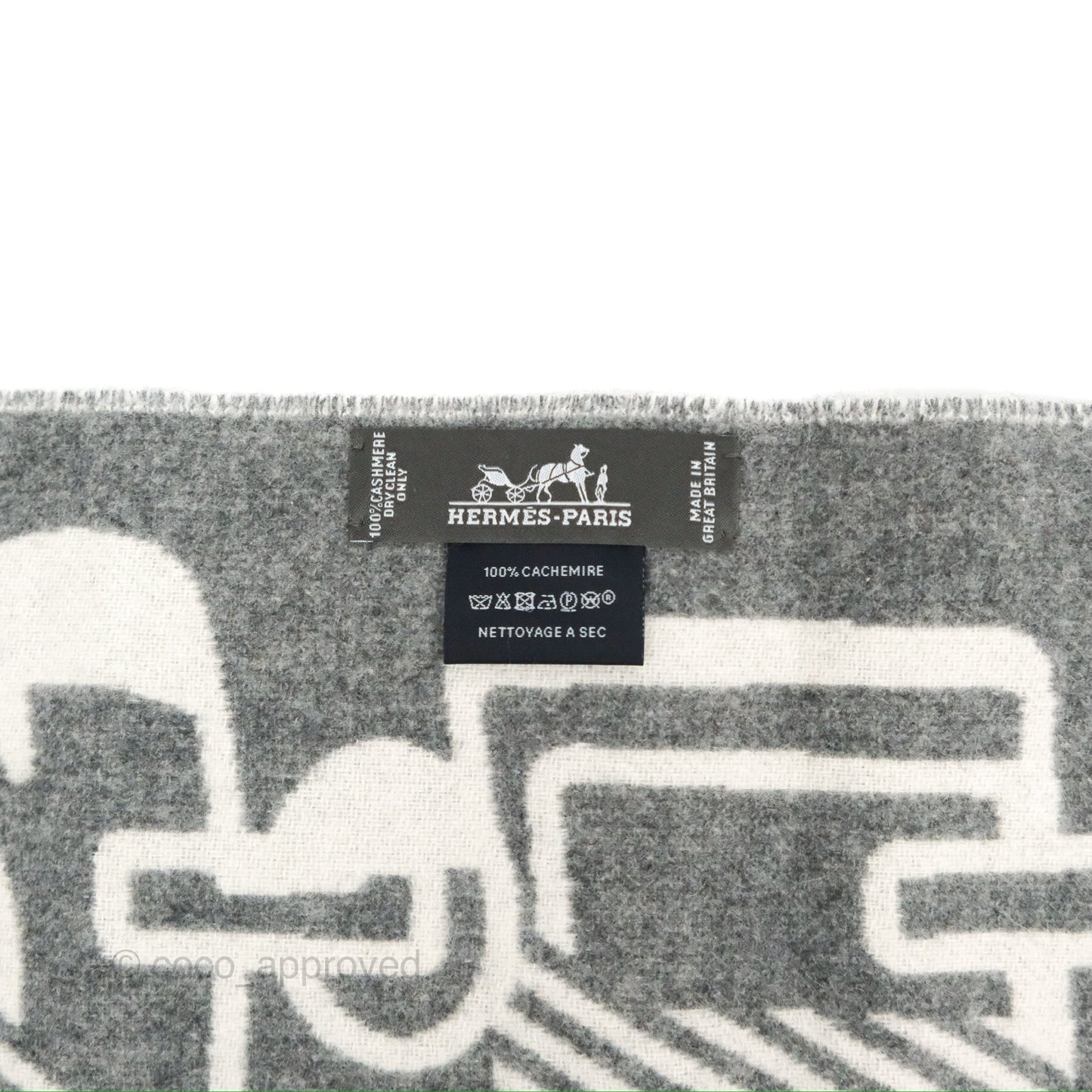 Hermes Casaque Do Re Boucles Muffler Ivoire / Gris Flanelle Cashmere