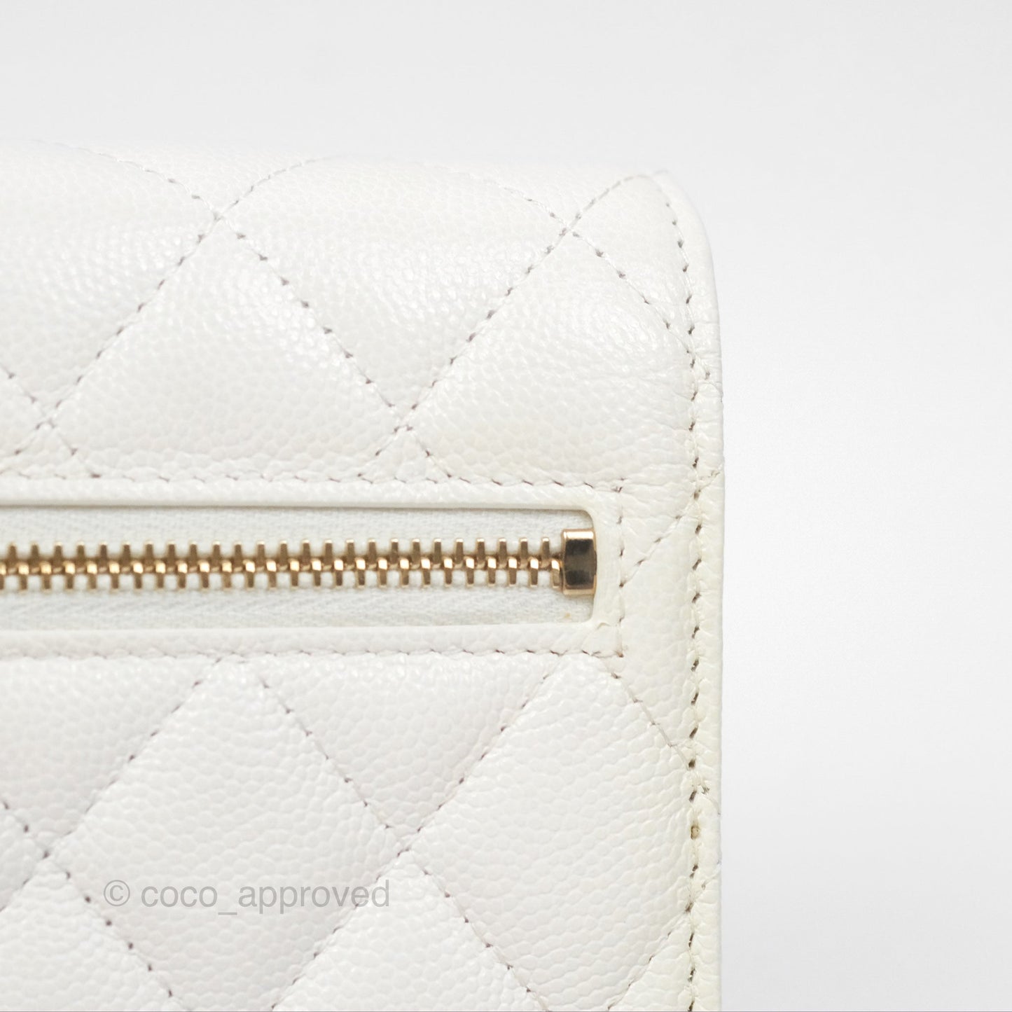 Chanel Quilted Mini Wallet on Chain WOC Ivory Caviar Gold Hardware