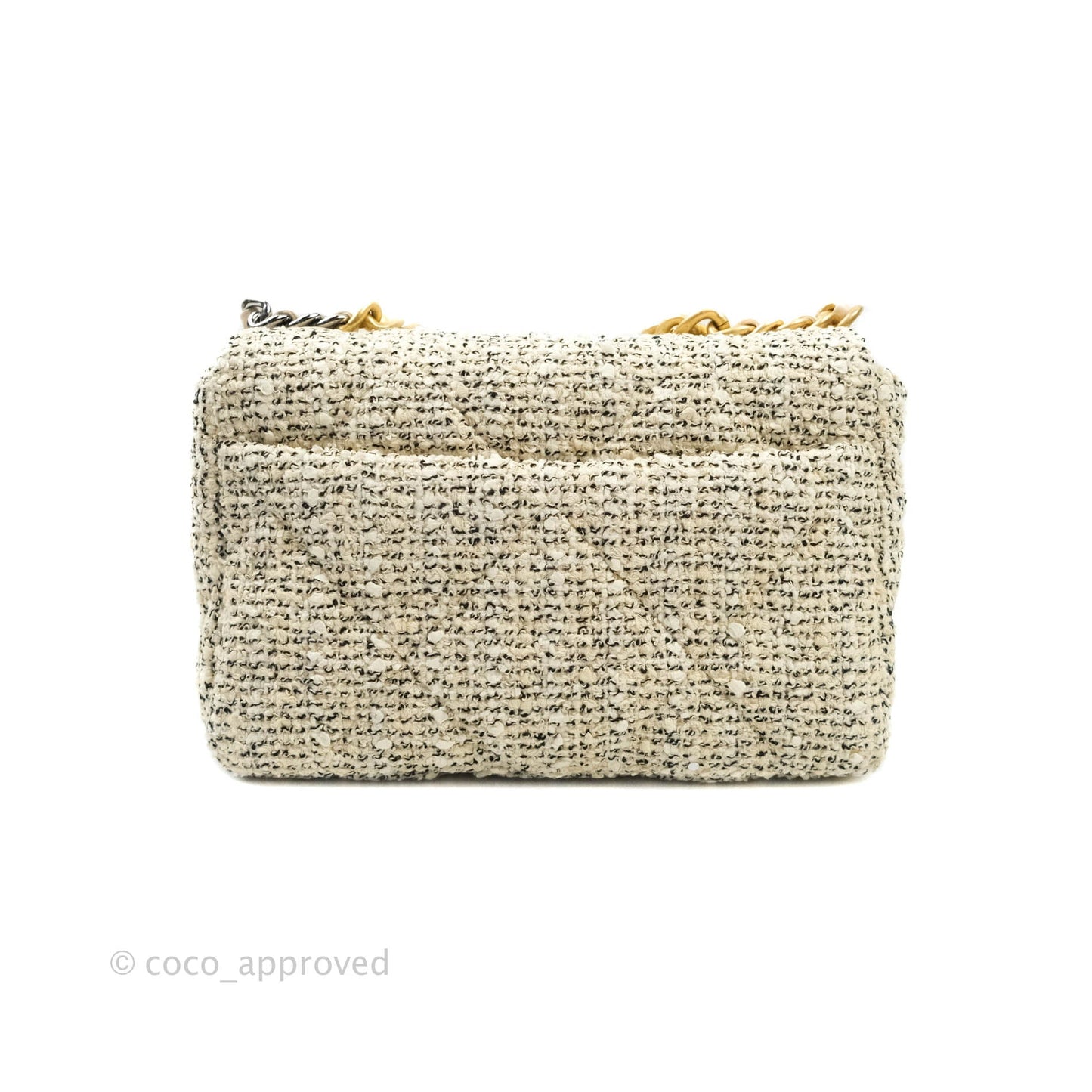 Chanel 19 Small Oreo Tweed Cream Mixed Hardware