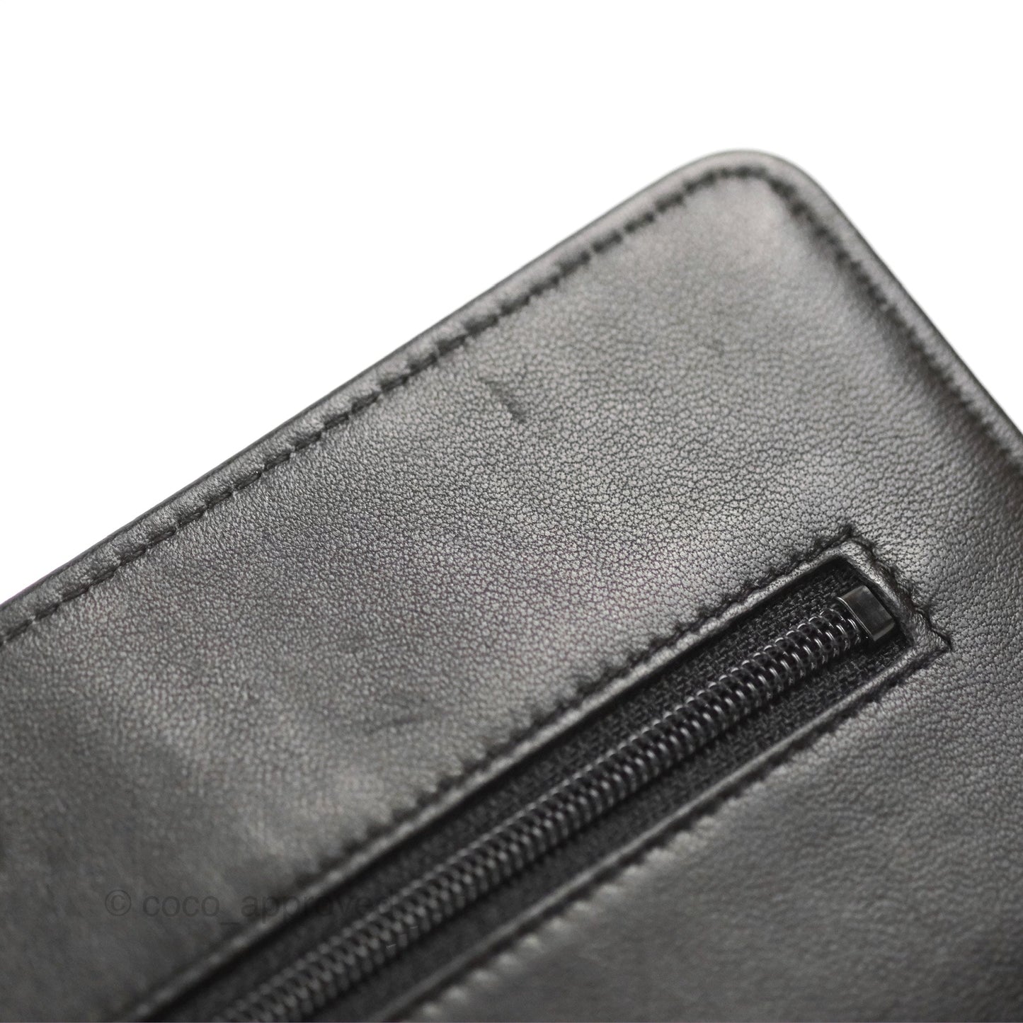 Chanel Camellia Embossed Wallet on Chain WOC Black Lambskin Silver Hardware