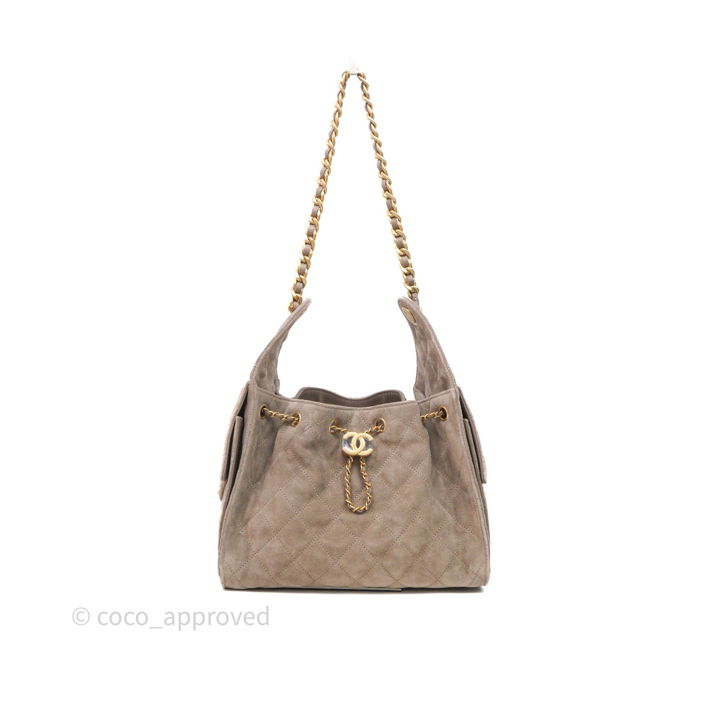 Chanel 25 Small Suede Calfskin Aged Gold Hardware