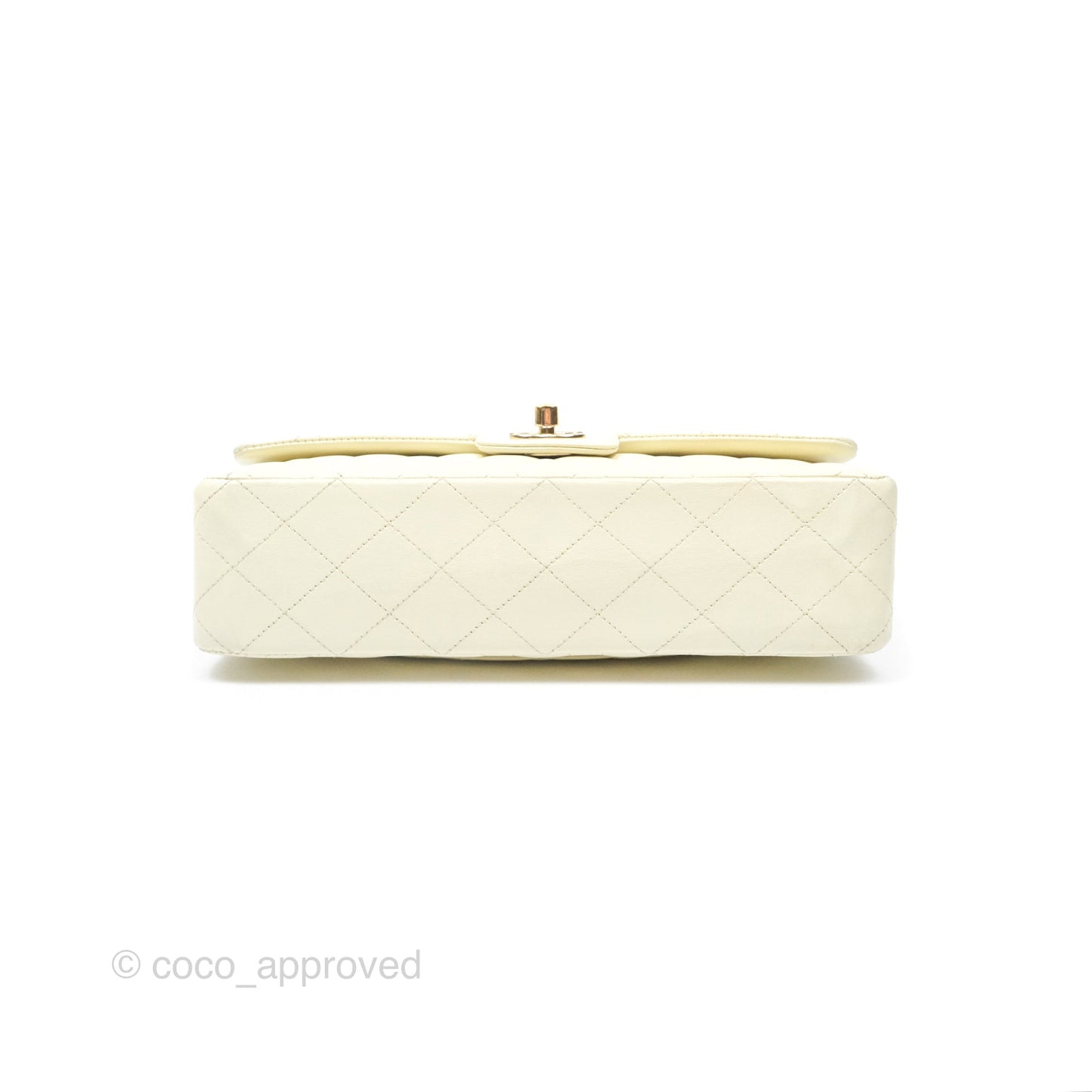 Chanel Medium Classic Flap Quilted Pale Yellow Lambskin Gold Hardware