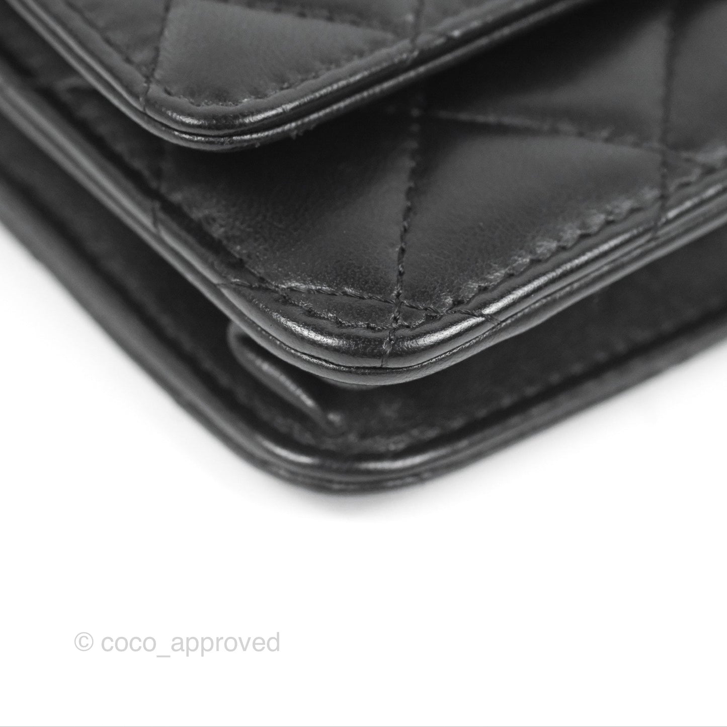 Chanel Quilted Classic Wallet On Chain WOC Black Lambskin Silver Hardware