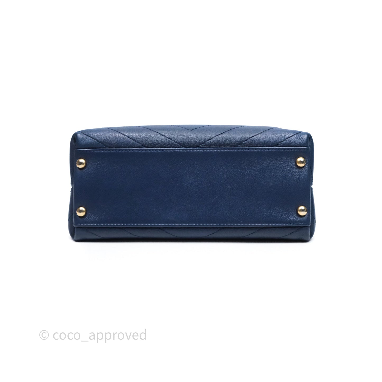 Chanel Small Chevron Python Chic Top Handle Flap Blue Calfskin Gold Hardware