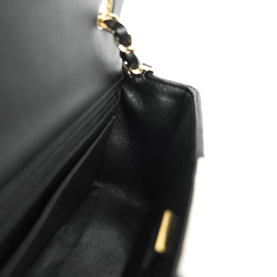 Chanel Quilted Mini Rectangular Flap Black White Lambskin Gold Hardware