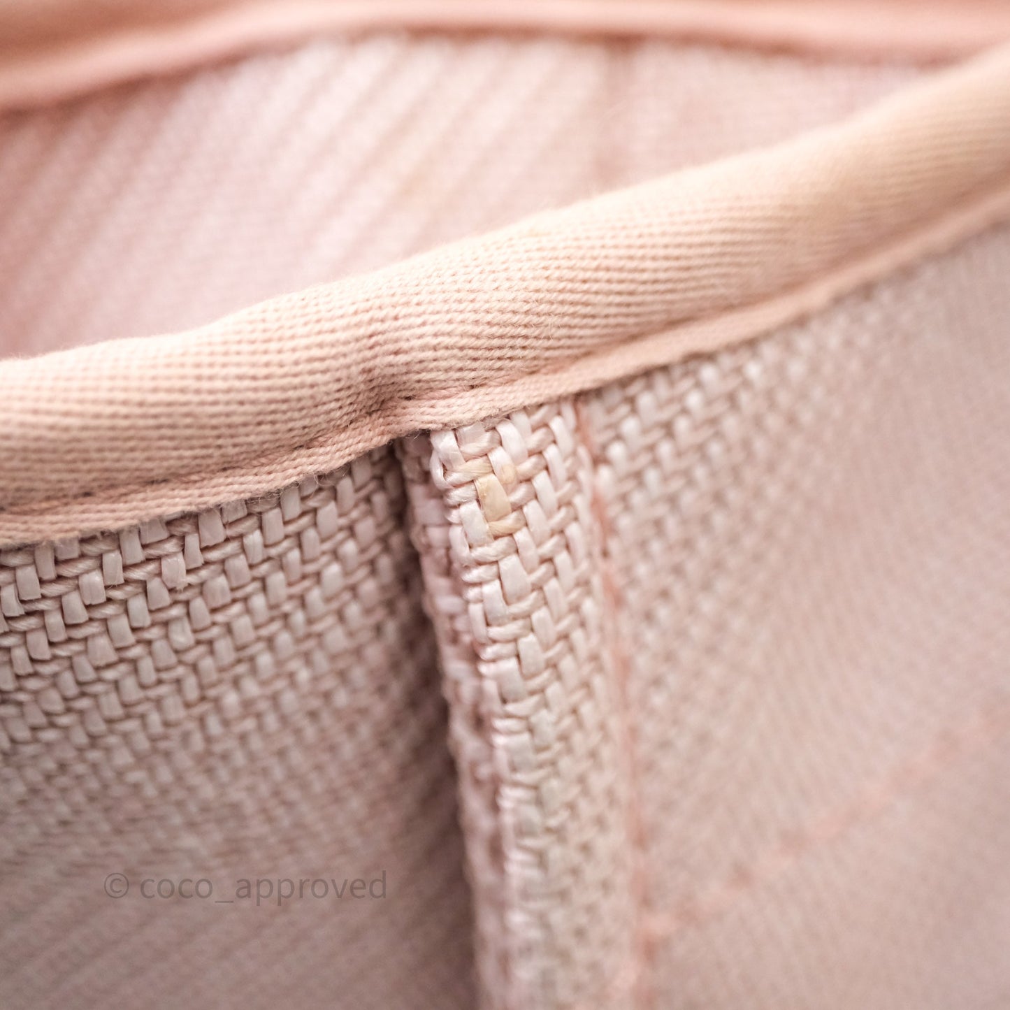 Chanel Large Deauville Tote Pink Canvas Gold Hardware