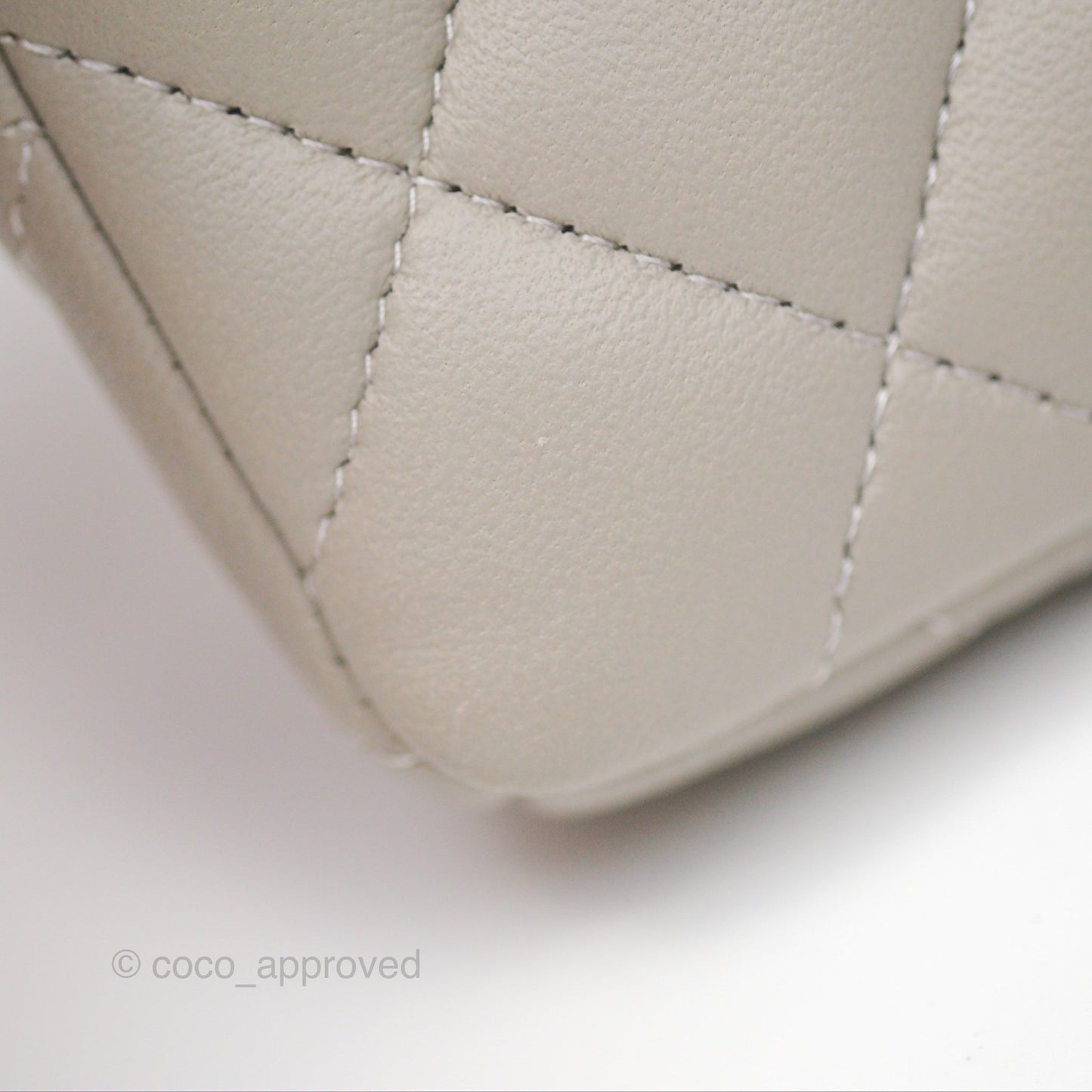 Chanel Classic Flap Clutch Quilted Light Grey Lambskin Silver Hardware