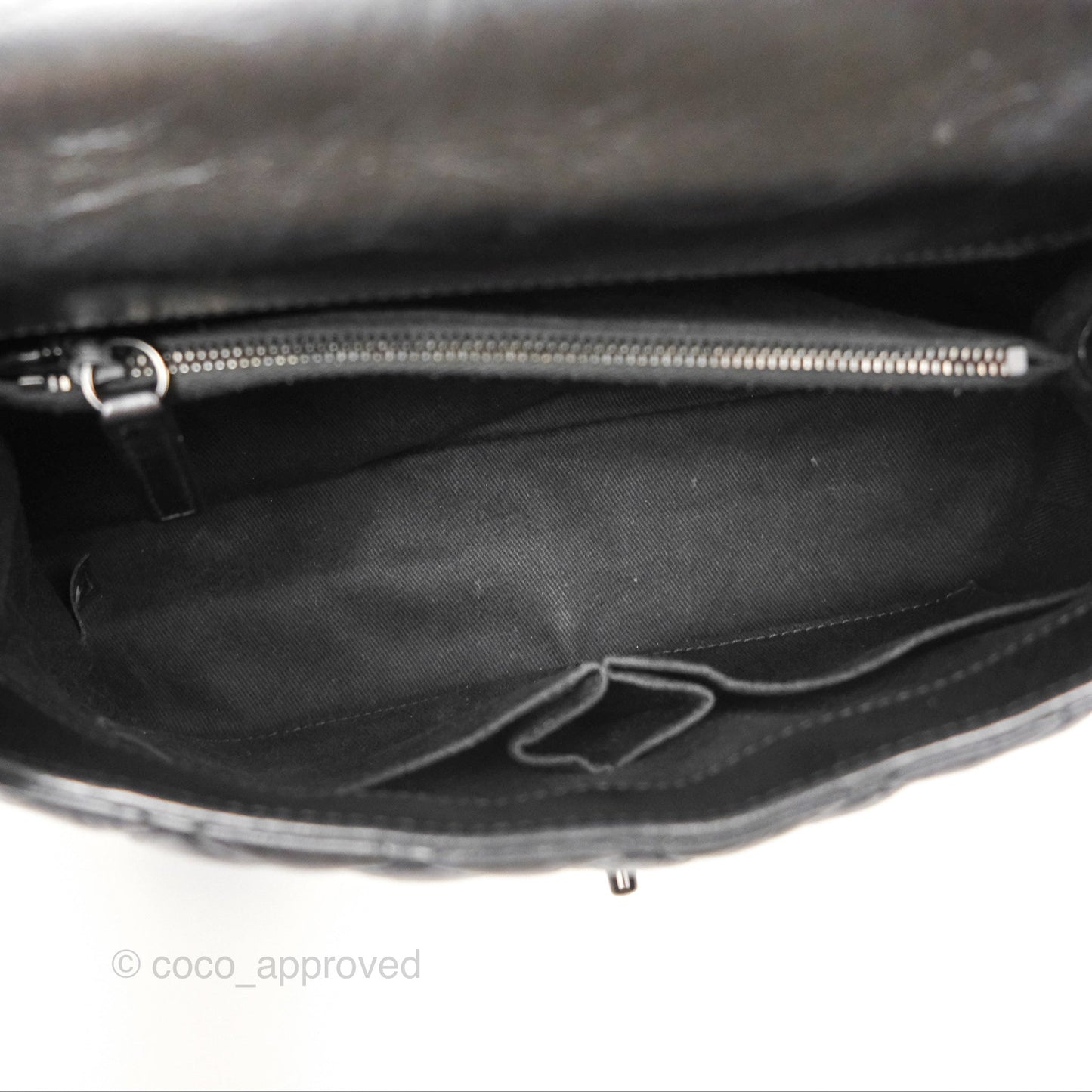 Chanel Medium Coco Handle Quilted Aged Calfskin Iridescent Dark Grey So Black Hardware