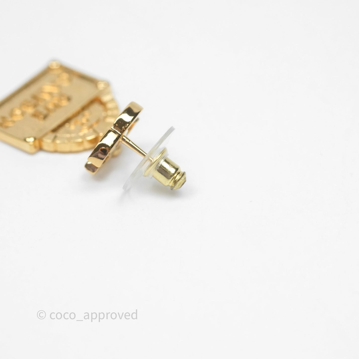 Chanel Rue Cambon CC Drop Earrings Gold Tone 22A