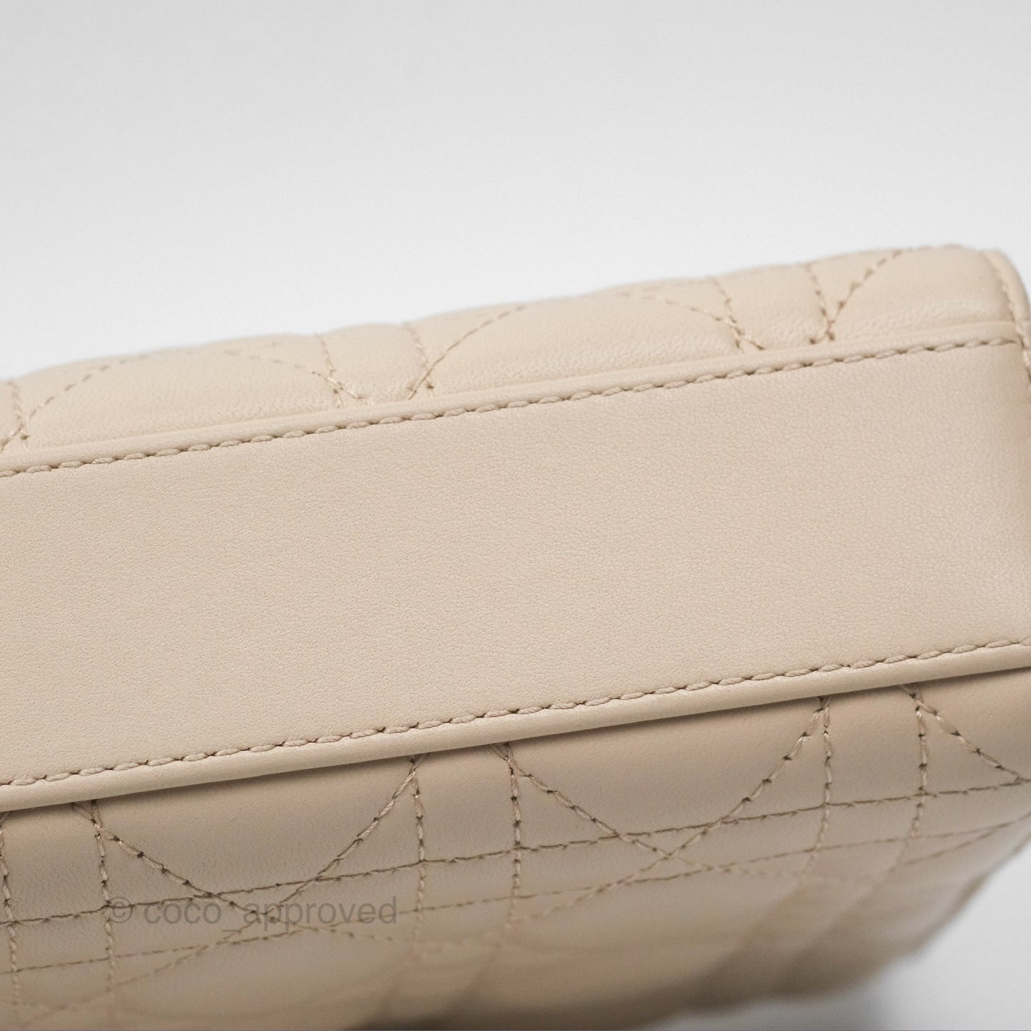 Christian Dior Medium Lady D-Joy Bag Beige Lambskin Cannage Gold Hardware