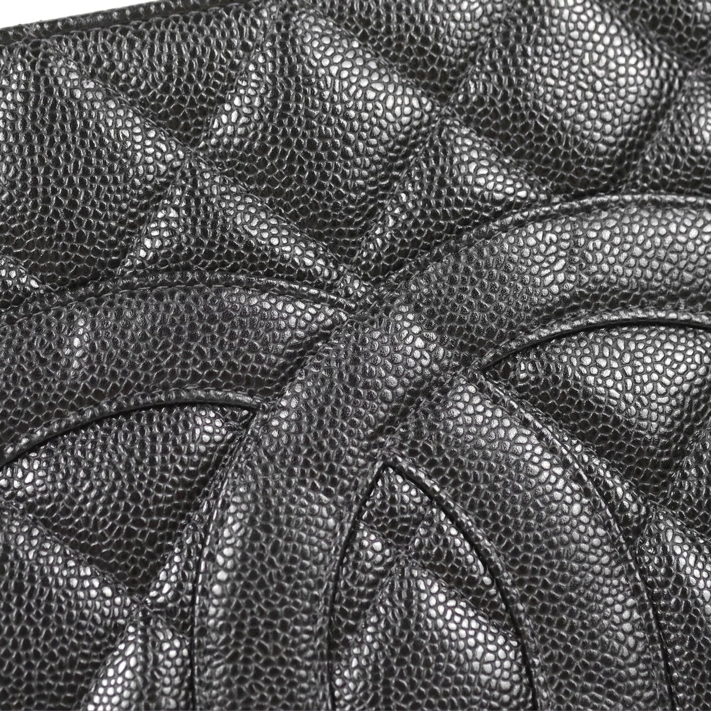 Chanel Vintage Medallion CC Black Caviar Tote Bag Gold Hardware