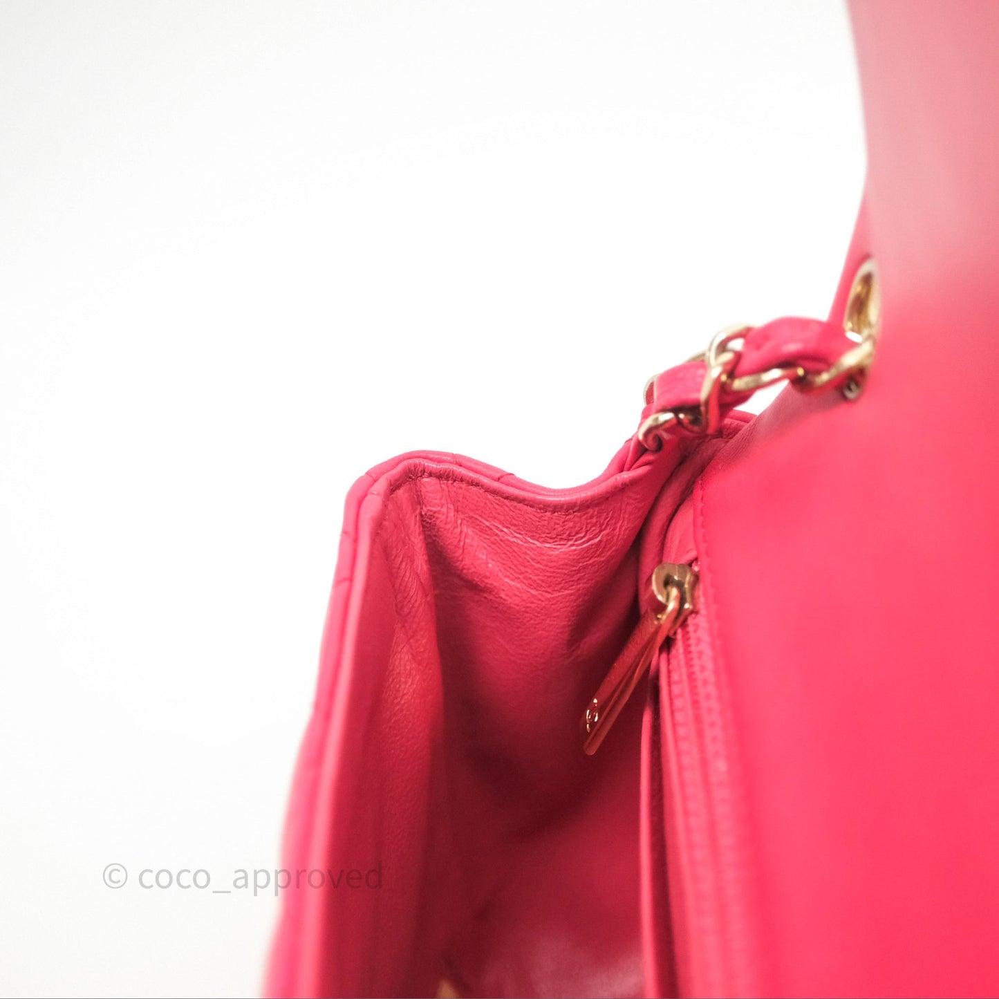 Chanel Mini Square Flap Quilted Dark Pink Lambskin Gold Hardware