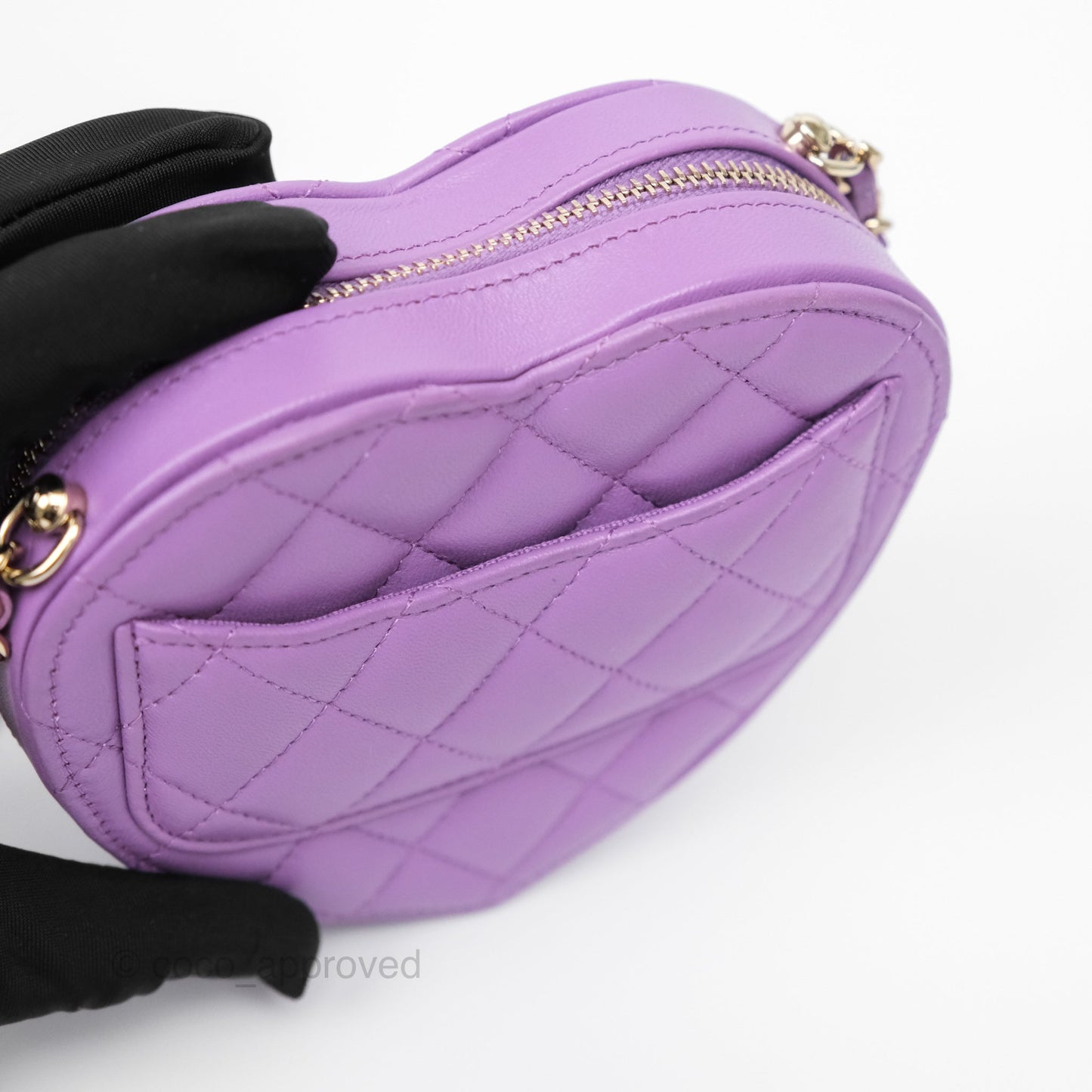 Chanel Small Heart Bag Purple Lambskin Gold Hardware 22S