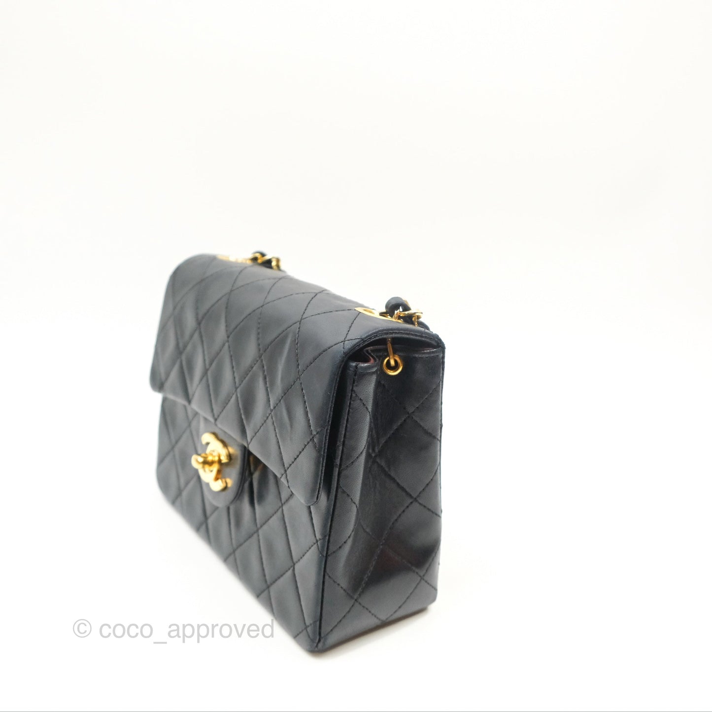 Chanel Vintage Mini Square Black Lambskin 24K Gold Hardware