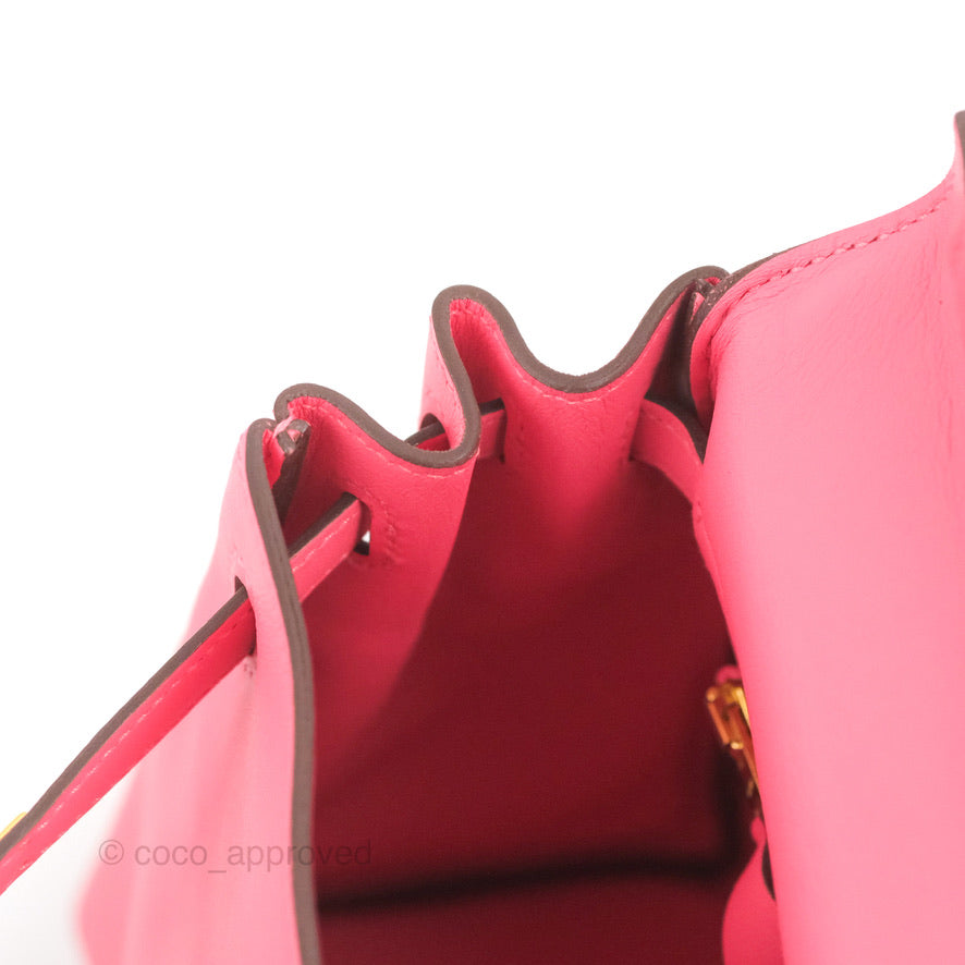 Hermès Retourne Kelly 25 Veau Swift Rose Azalee Gold Hardware