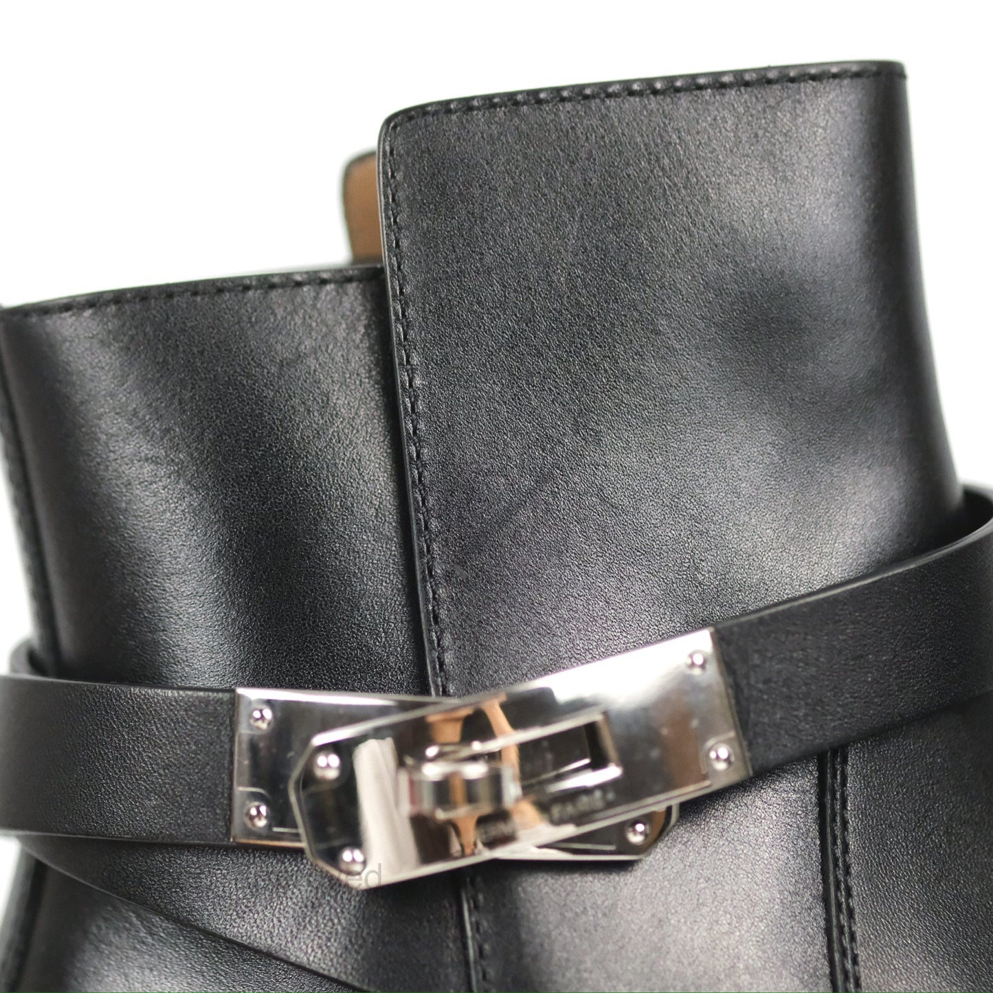Hermès Neo Ankle Boots Black Calfskin Palladium Hardware Size 36