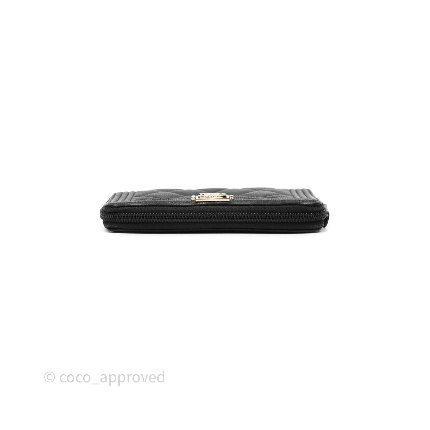 Chanel Boy Zip Wallet Black Caviar Gold Hardware