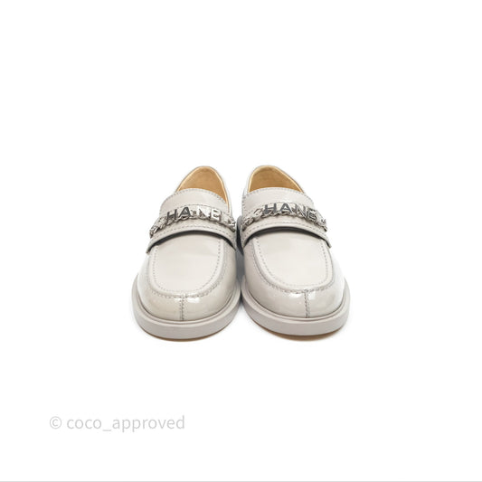 Chanel Patent Calfskin Light Grey Loafers 23A Size 37