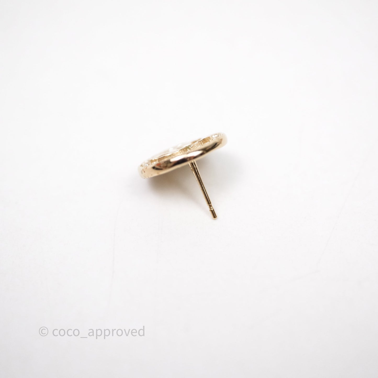 Chanel CC Crystals Round Earrings Gold Tone 21K
