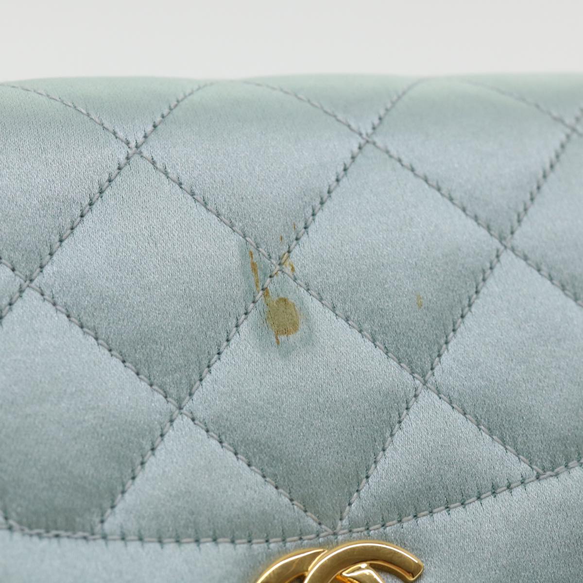 Luxury Chanel Diana Matelasse Shoulder Bag Satin Light Blue CC  33325A