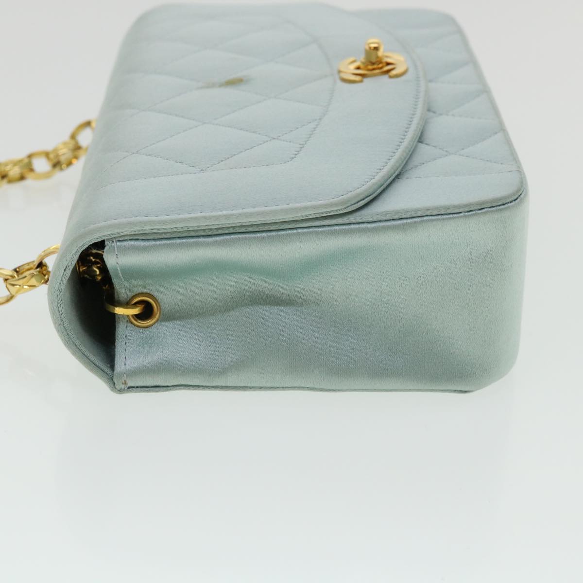 Luxury Chanel Diana Matelasse Shoulder Bag Satin Light Blue CC  33325A