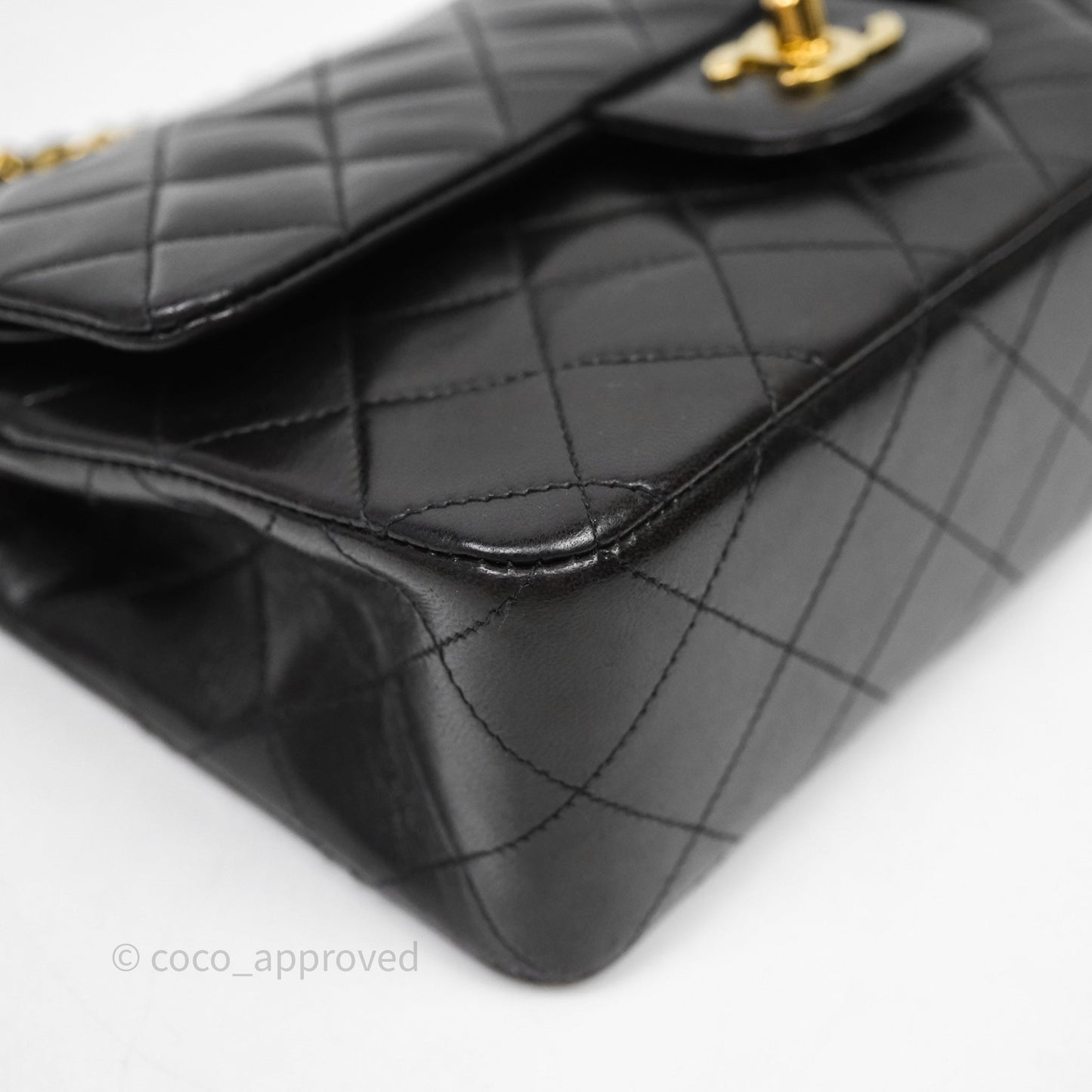 Chanel Vintage Classic Small Flap Bag Black Lambskin 24K Gold Hardware