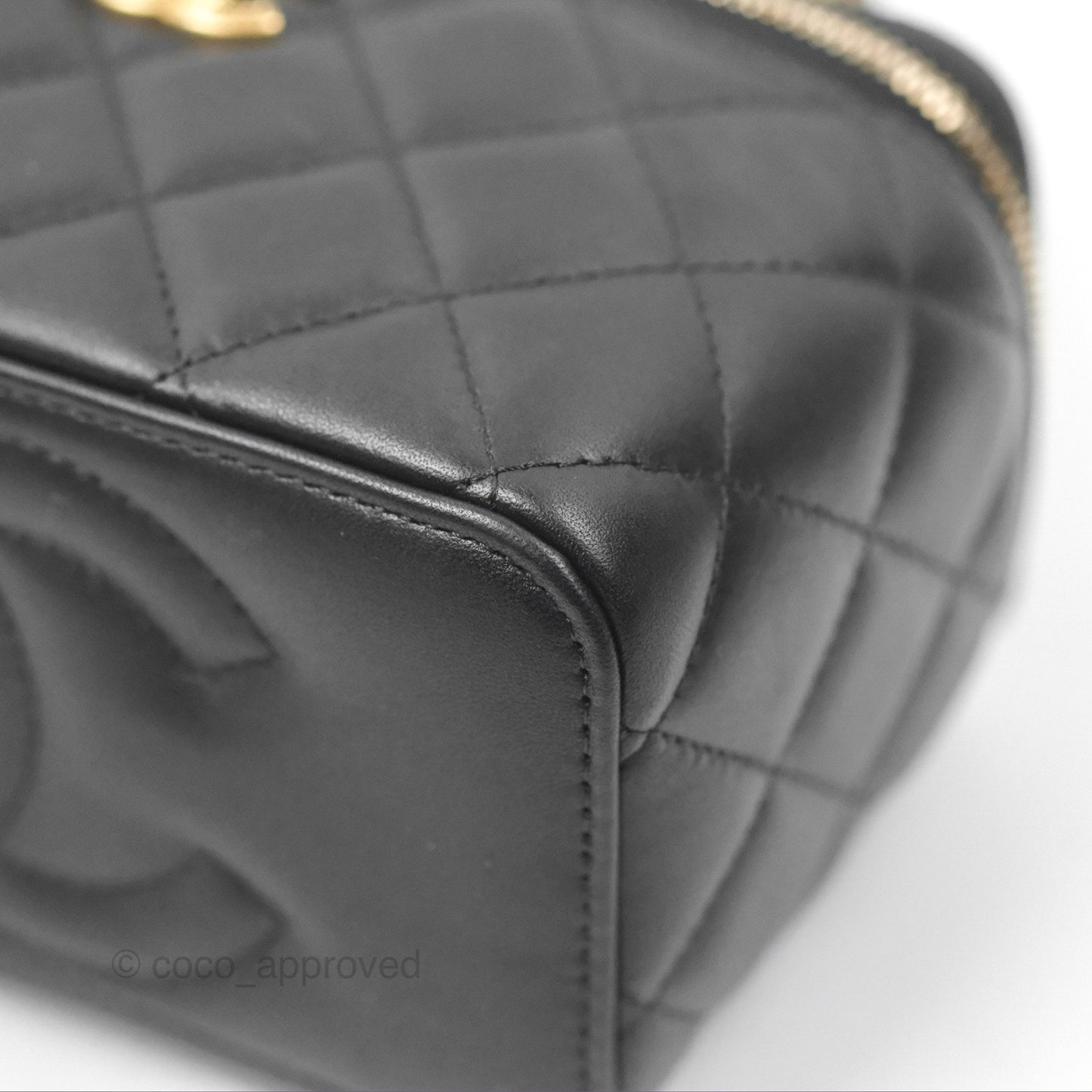 Chanel Top Handle Vanity Rectangular Black Lambskin Gold Hardware
