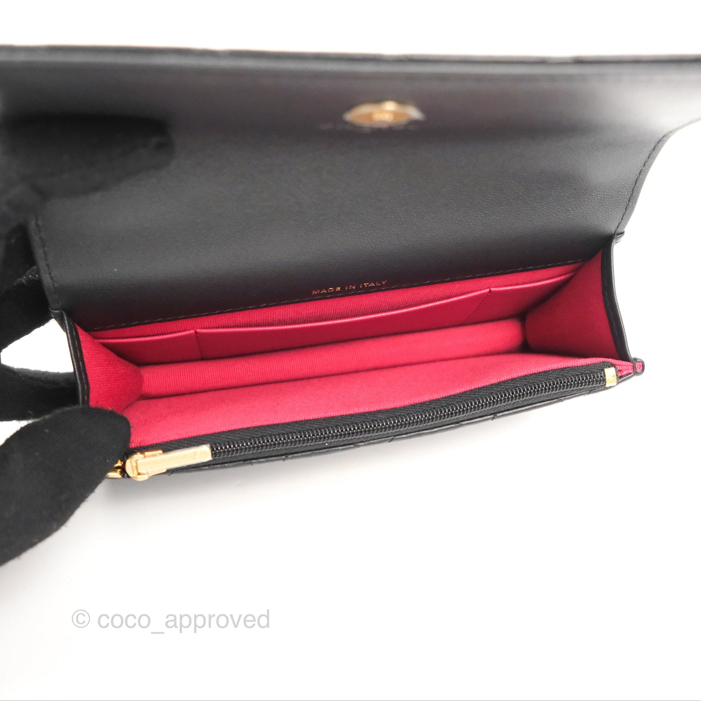 Chanel Mini WOC Phone Holder with Camellia Adjustable Chain Black Lambskin