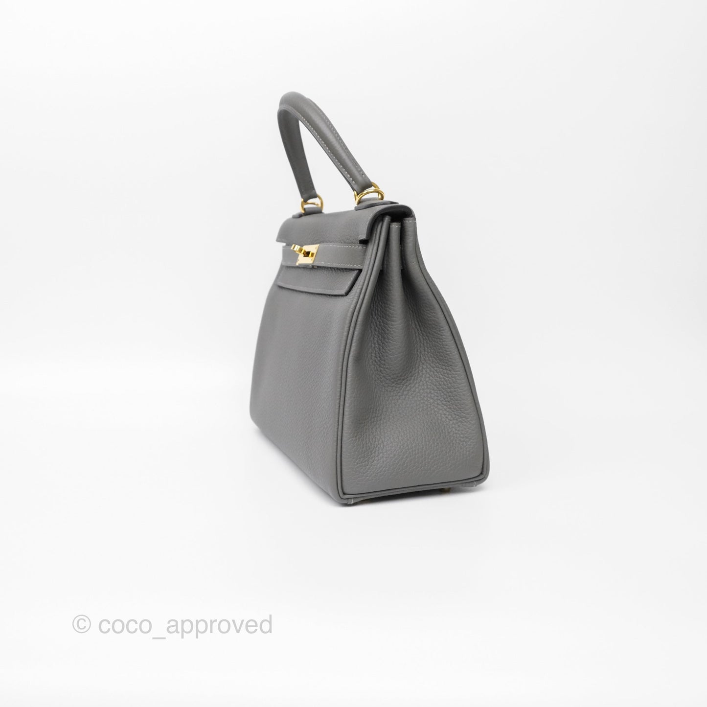 Hermès Kelly 28 Retourne Gris Meyer 0L Clemence Gold Hardware
