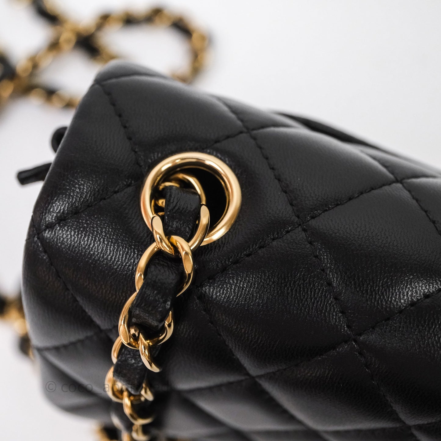 Chanel Quilted Mini Rectangular Black Lambskin Gold Hardware
