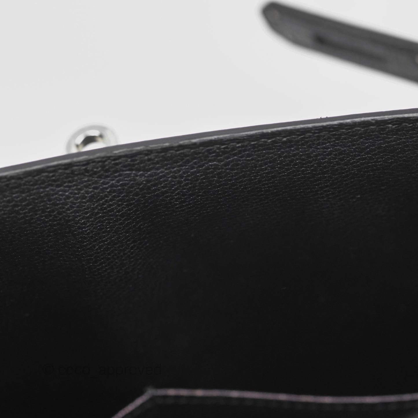Hermès Vintage Kelly 28 Sellier Noir 89 Courchevel Palladium Hardware