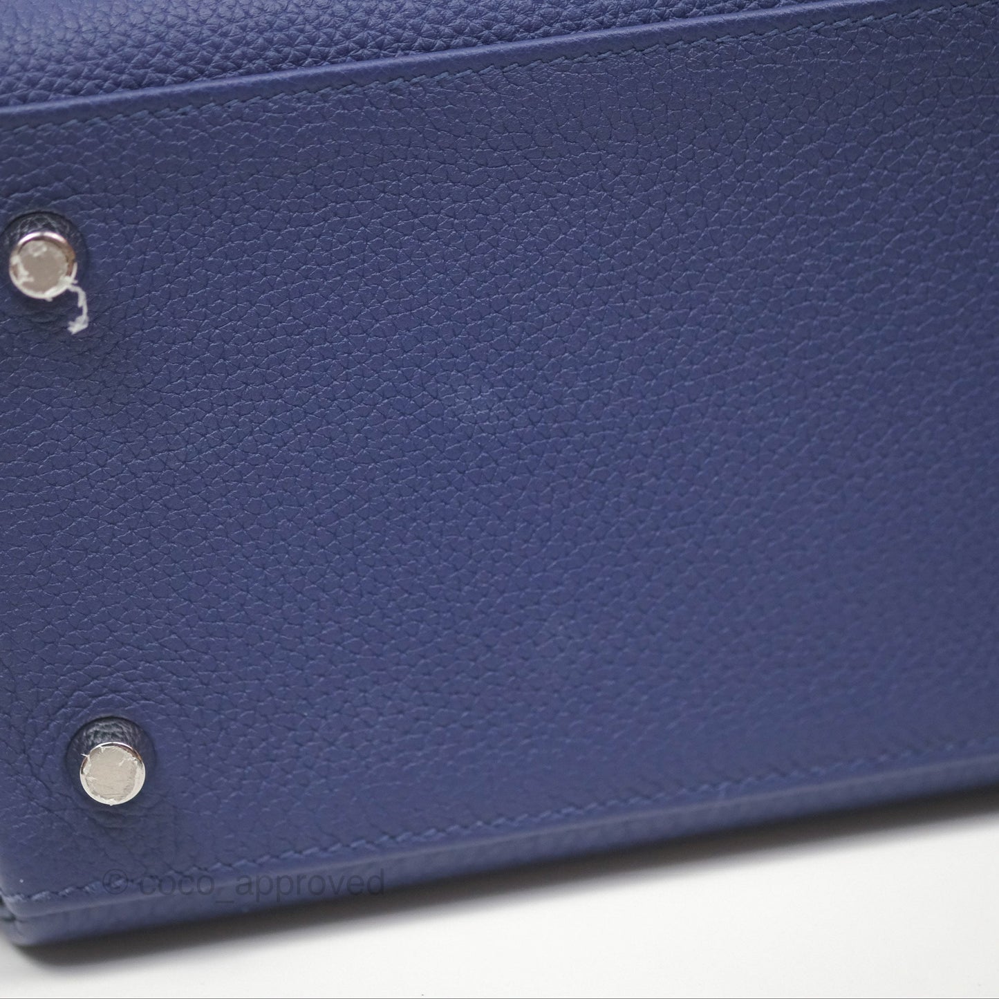 Hermès Kelly 32 Retourne Touch Bleu Encre Croc TM Palladium Hardware