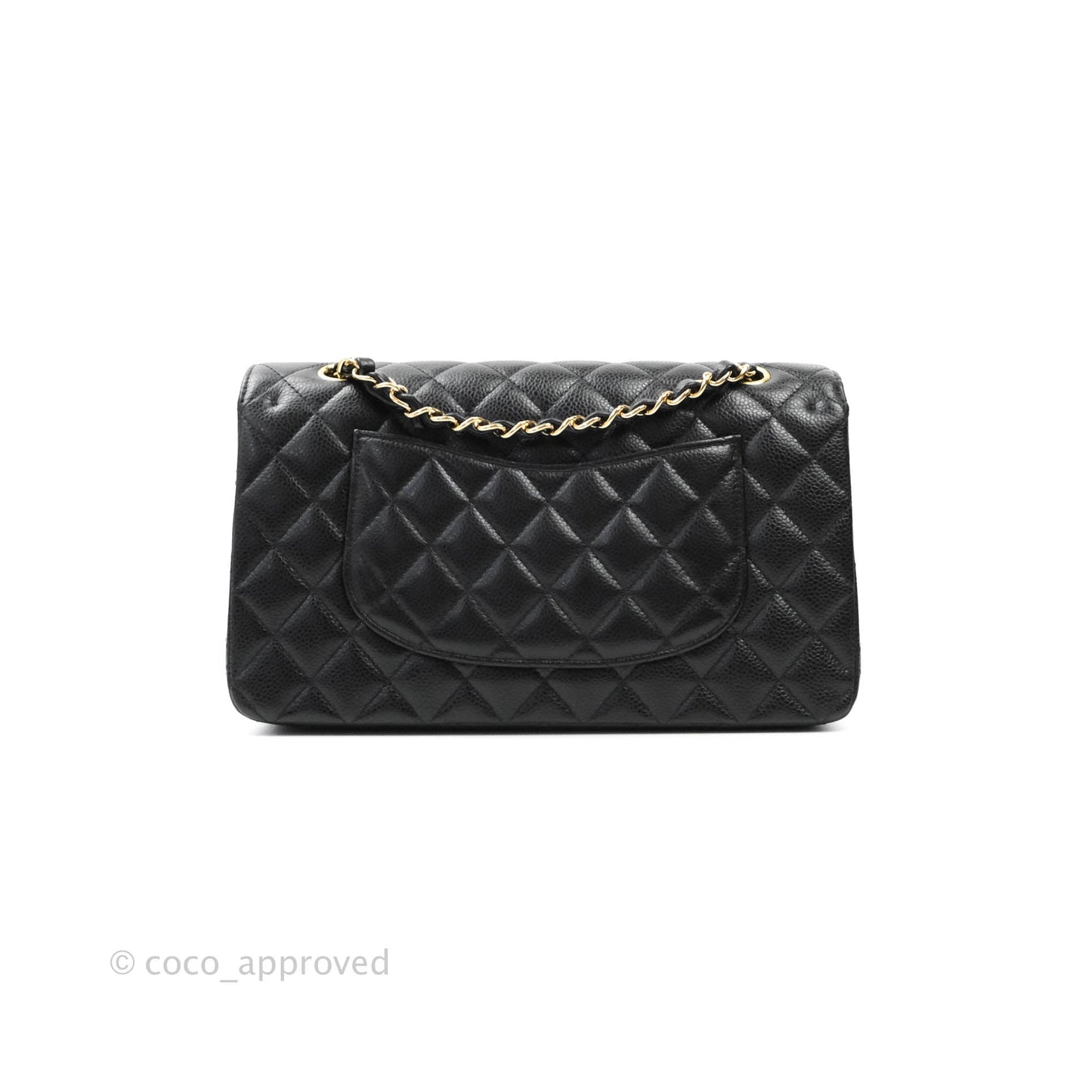 Chanel Quilted M/L Medium Double Flap Black Caviar Gold Hardware