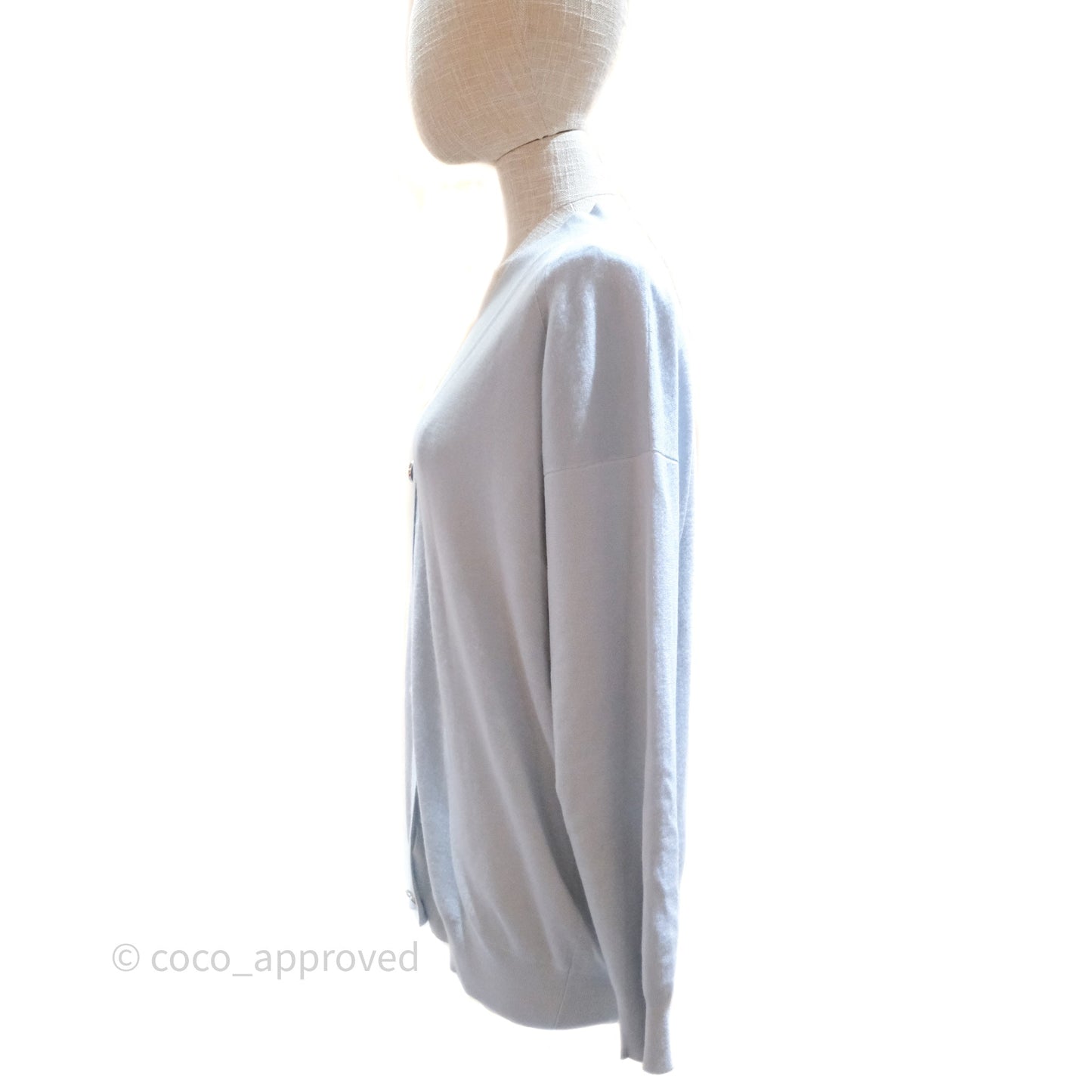 Hermès V-Neck Cardigans Silk/ Cashmere Baby Blue Size 34