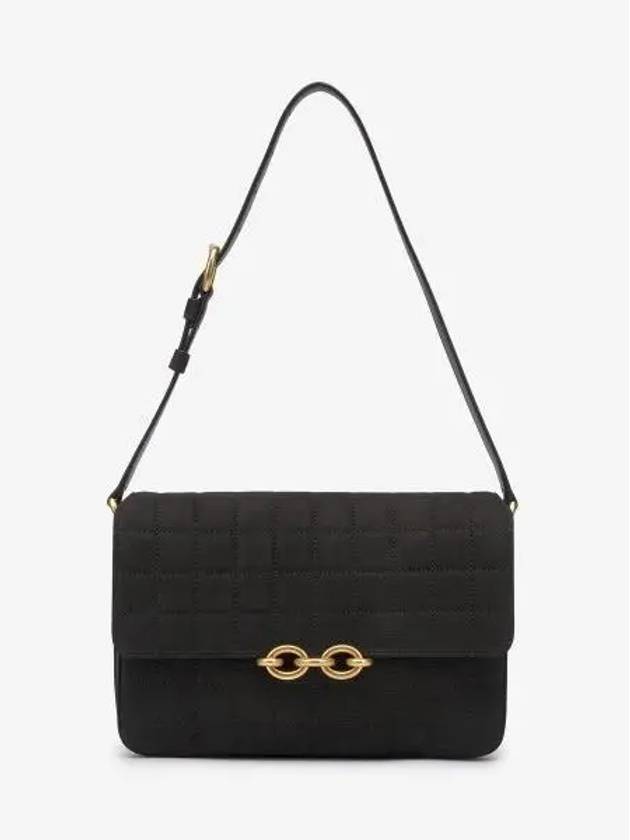 Luxury Saint Laurent Le Maillon Quilting Satchel Shoulder Bag Black