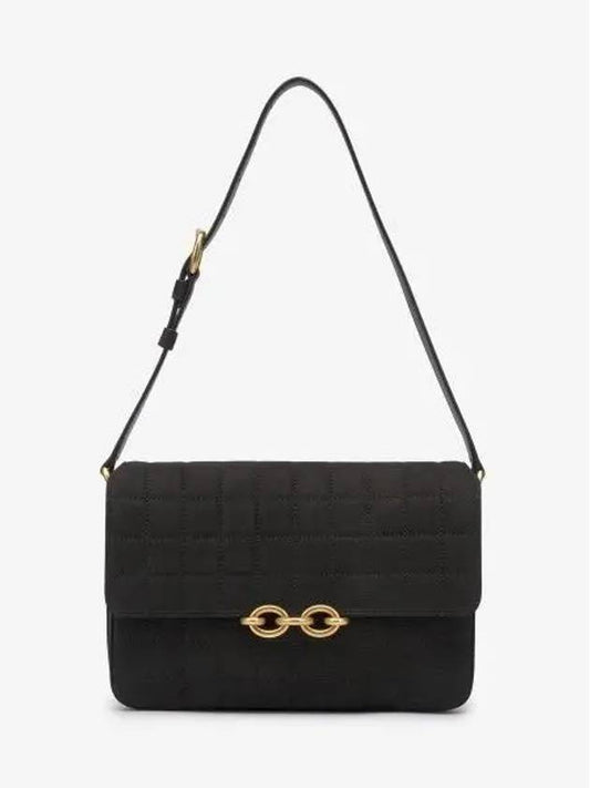 Luxury Saint Laurent Le Maillon Quilting Satchel Shoulder Bag Black