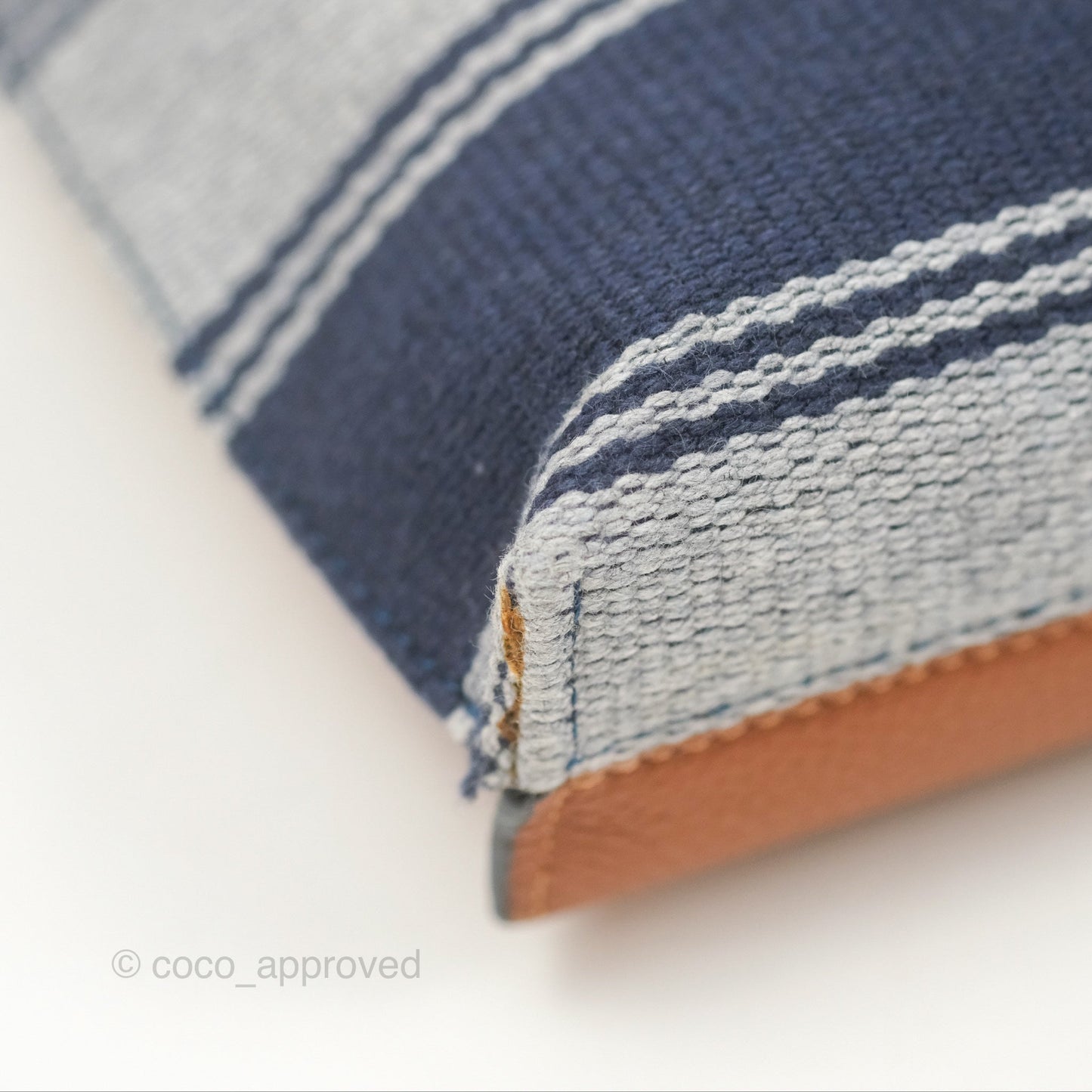 Loewe Small Missy Bag Striped Blue Grey Canvas Tan Leather
